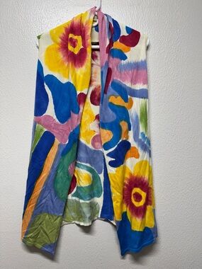 Radzoli hand painted open front sleeveless cardigan size large